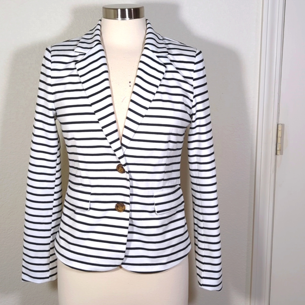 Allegra K blazer knit NWOT S black & white